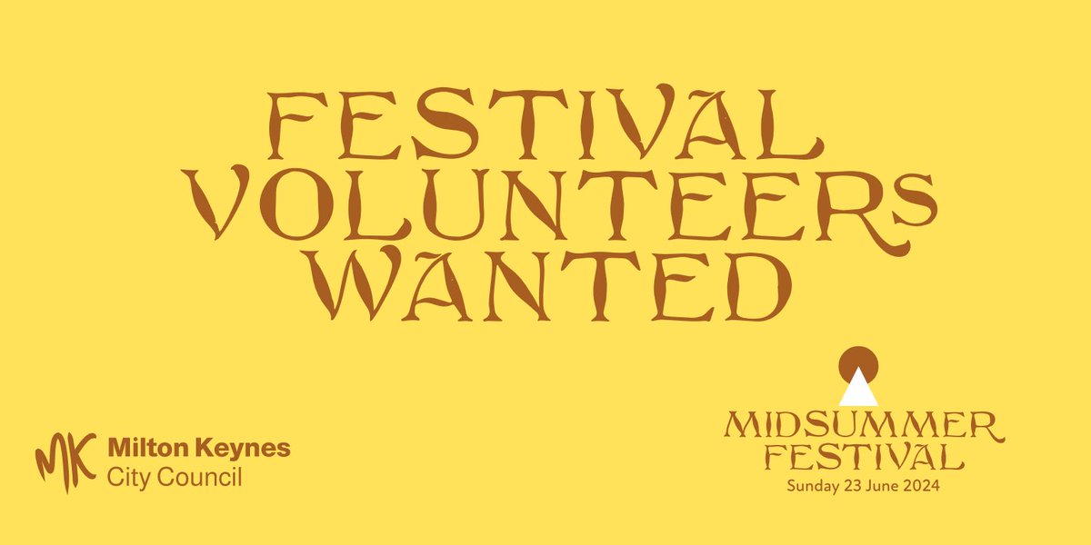 We are looking for enthusiastic, fun-loving volunteers to help us deliver #MK’s first ever #midsummerfestival on Sunday 23rd June. If you would like more info and sign up to be involved drop us a line culture@milton-keynes.gov.uk @DestinationMK @MK_Gallery @My_MiltonKeynes