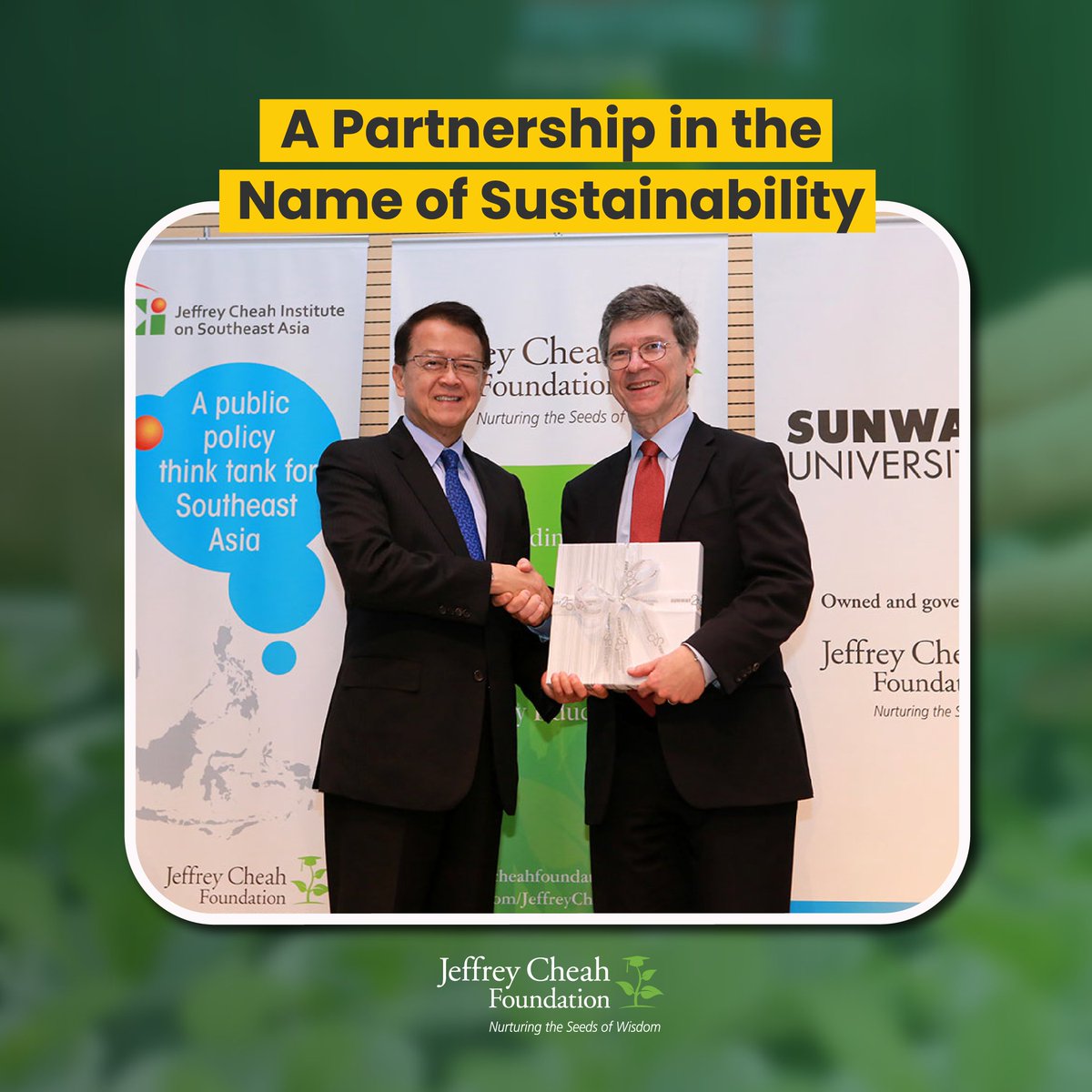 We are proud to partner with @JeffSachsCenter in a shared commitment to sustainability. Through this collaboration, we look forward to raising a generation of changemakers who can tackle societal and environmental challenges locally and globally.🌱🌏 #JCFPartnerships