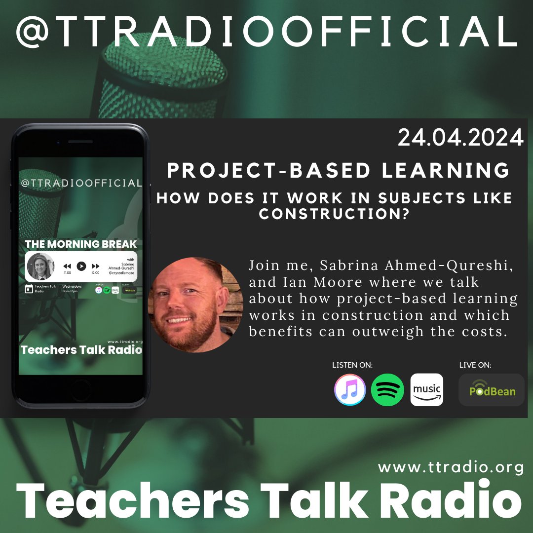 Crystalle/Sabrina Ahmed-Qureshi (@crystallemaze) on Twitter photo I will be live at 11am .. Tune in to <a href="/TTRadioOfficial/">Teachers Talk Radio</a> with me and Ian Moore talking about project based learning
podbean.com/lsw/TTradio?ls⦠I will be live at 11am .. Tune in to <a href="/TTRadioOfficial/">Teachers Talk Radio</a> with me and Ian Moore talking about project based learning
podbean.com/lsw/TTradio?lsā¦