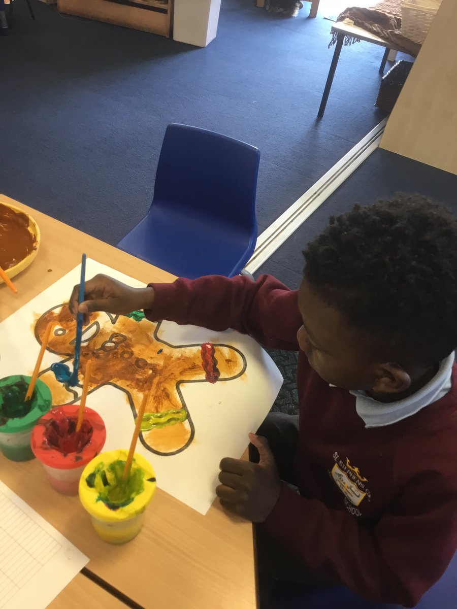 Sensory art in EYFS this morning, we have mixed sand and ginger into the paint to create our own gingerbread men. #livinglovinggrowing #sensoryplay #eyfsart