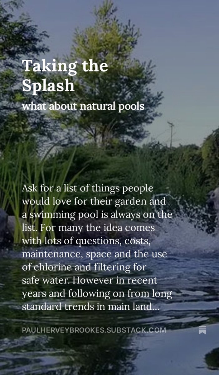 On Substack, talking Spades I’m thinking about installation of natural pools.