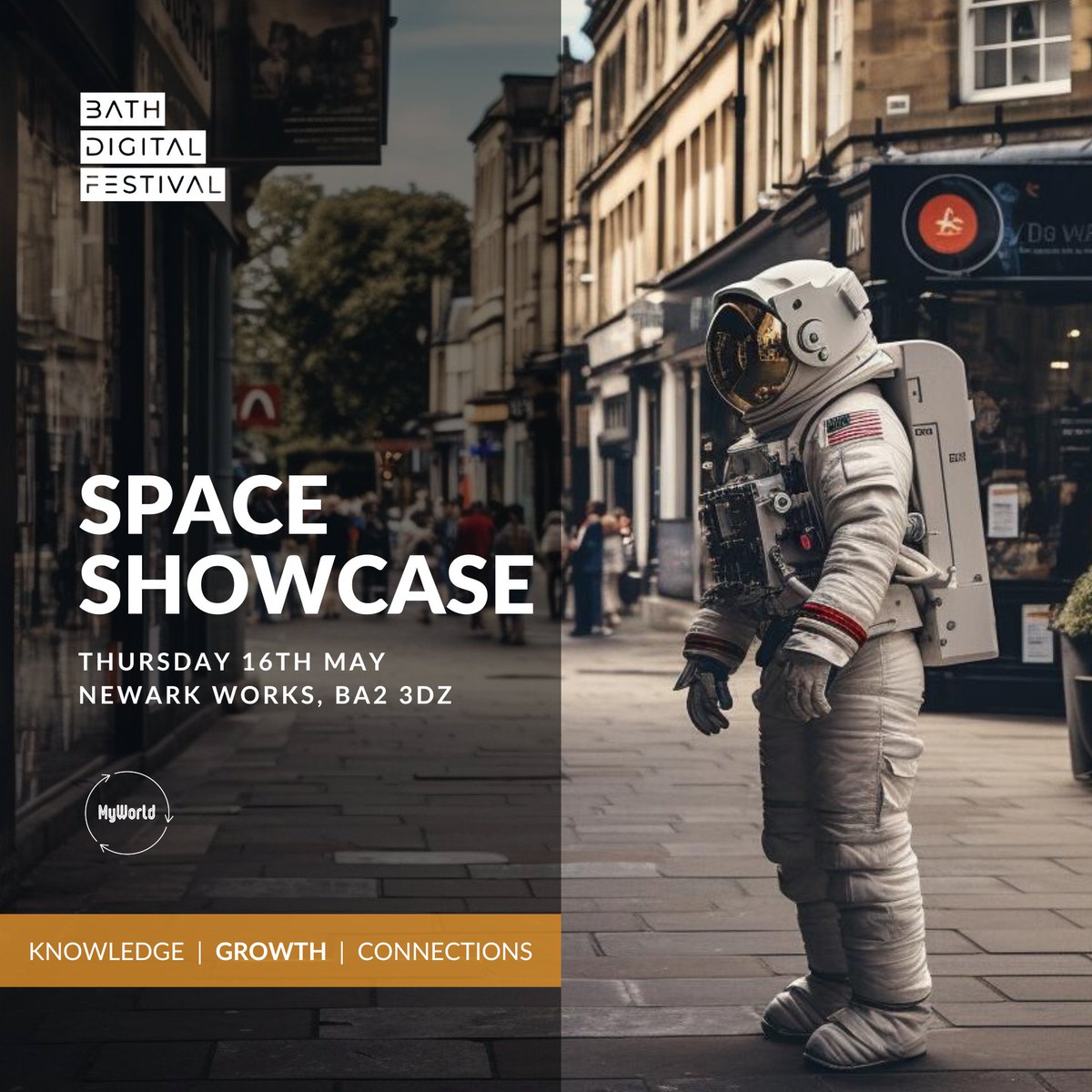 Our Space Showcase is set to be a highlight of #BathDigitalFestival featuring awesome businesses showcasing their tech, including @MyWorldCreates, @Thales_Alenia_S, @UniofBath, @rocketmakers and more!! 🔭 📆 Thurs 16 May 📍 Newark Works 🎟️ hubs.li/Q02tTJKd0 #BDF24