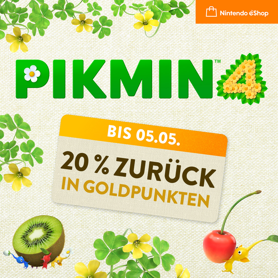 Erhaltet beim Kauf von #Pikmin4 im Nintendo #eShop blütenweiße 12 € in Form von Goldpunkten zurück! Das Angebot gilt bis 05.05.: ntdo.com/601942ihT