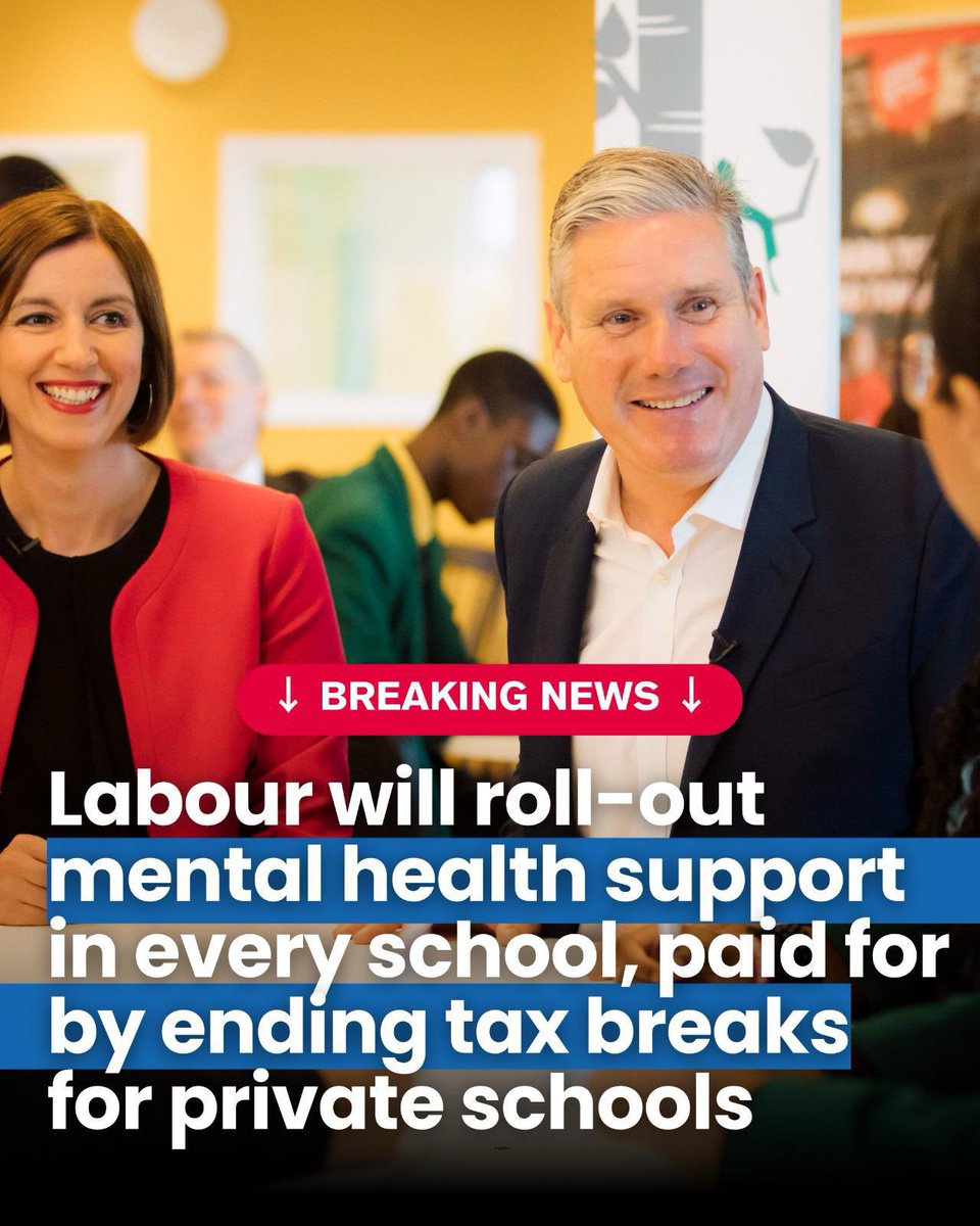 A @UKLabour Govt with @Keir_Starmer & @dscottmcdonald will help every child to achieve & thrive in #Sevenoaks & #Swanley. We’ll invest in the success of our children, including mental health support in every school, paid for by ending tax breaks for private schools. #VoteLabour
