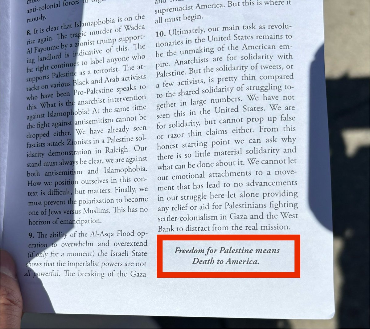 This is what University of Michigan anti-Israel protesters are sharing on campus today at their Gaza protest – materials being passed out which state, 'Freedom for Palestine means death to America' They aren't even hiding it. Not sure why this needs repeating, but this is not a