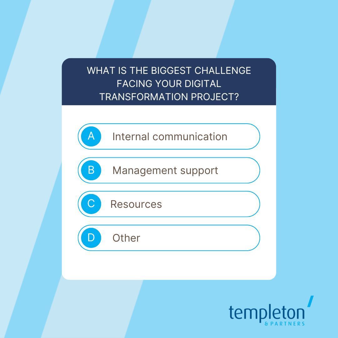 What is the biggest challenge facing your digital transformation project? #digitaltransformation #digitaltransformationproject #challenge #tech #recruitment