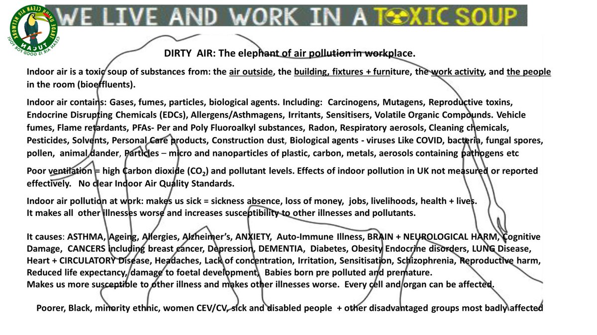 hazardscampaign's tweet photo. #IWMD24

See Trade Union Clean Air Network Workers Guide to action on indoor workplace air pollution https://t.co/GrNPLeaisO
We live+work in a TOXIC SOUP !
Workers Guide  gives workers facts,law, tools  to make invisible pollution+poor ventilation visible and how to take action https://t.co/CbruLH9Uxc