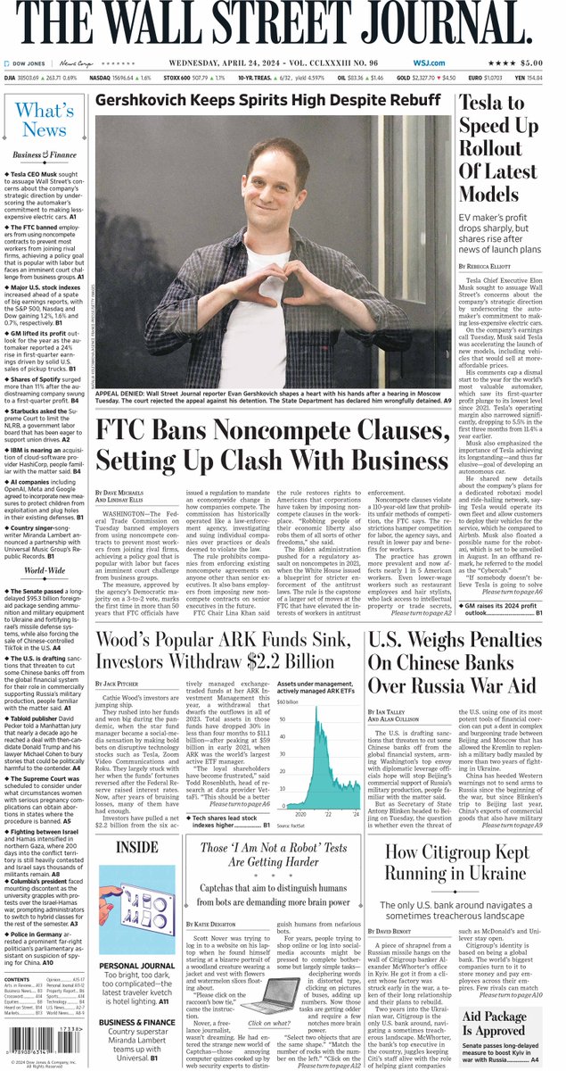 Here is an early look at the front page of today's Wall Street Journal on.wsj.com/49QDMHu