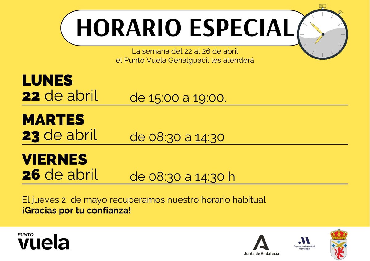 Esta semana tenemos horario especial por asistencia a Encuentro somos digital @Manuel_DT @PuntosVuela