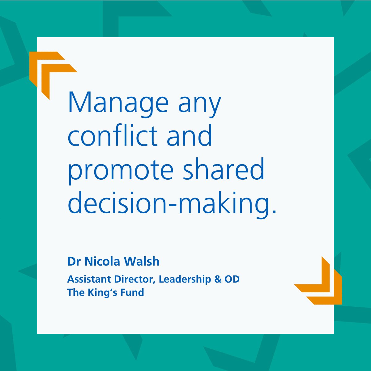 ✔ Surface and manage any conflict. ✔ Promote shared decision-making. Dr Nicola Walsh @TheKingsFund outlines key collaborative leadership practices for ICSs. Click the link in bio to unlock the full insights. #FutureNHS #connect #share #learn