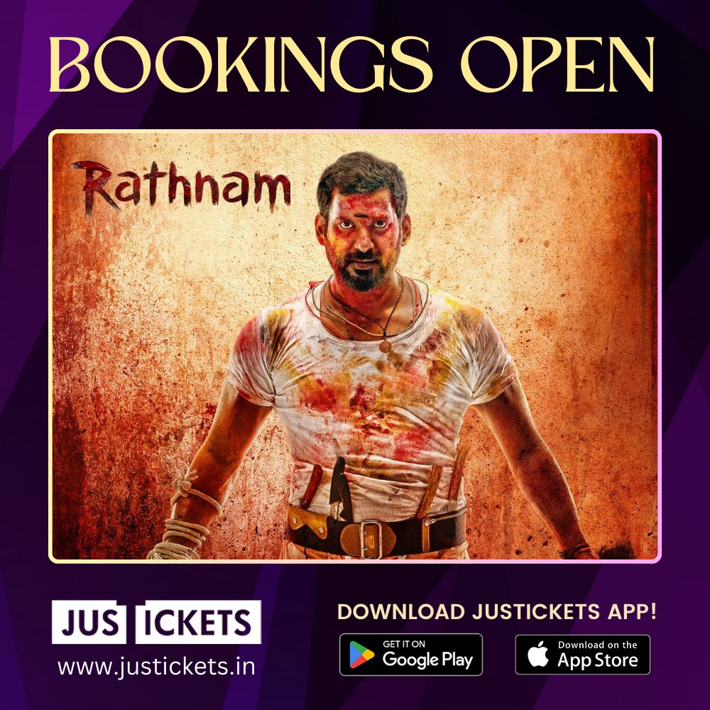 Bookings for #ActorVishal's #Rathnam (Telugu) Bookings Open Now
🎟️➡️ justickets.in/rathnam-2024-t…

 #RathnamFromApril26