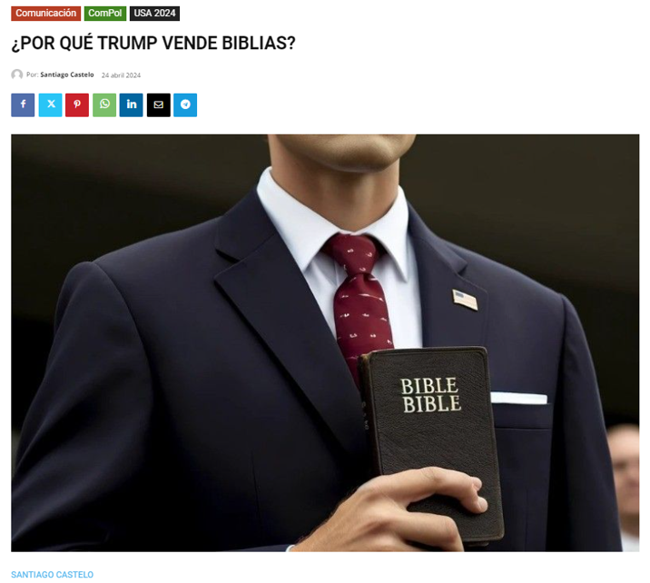 ideograma's tweet photo. 👉 «¿Por qué Trump vende biblias?» https://t.co/kAarFzmmer ✍️Artículo de @SantiagoCastelo en nuestra #guiaUSA2024 🇺🇸 

🔗 https://t.co/rrcPOVw425 https://t.co/DRiVFj3f25
