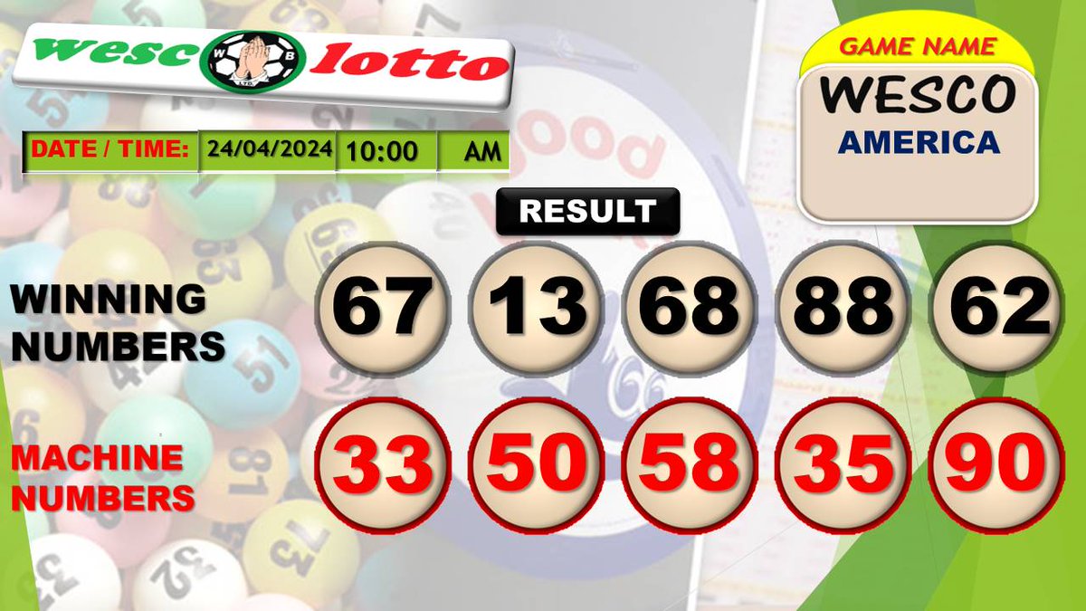 Congratulation to all our winners!
Wesco America
#wesco #results #wescolotto #keepplaying #keepwinning #keepsharing