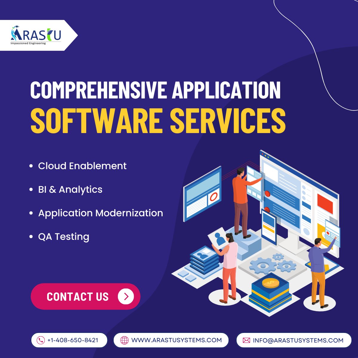 ArastuSystems's tweet photo. At Arastu Systems, we design, develop, and deploy custom software solutions that transforms the way you work.
Click here to learn more about our services, https://t.co/r9clMNhIYh
#SoftwareDevelopment #SoftwareDeveloper https://t.co/fCWr4fylQL