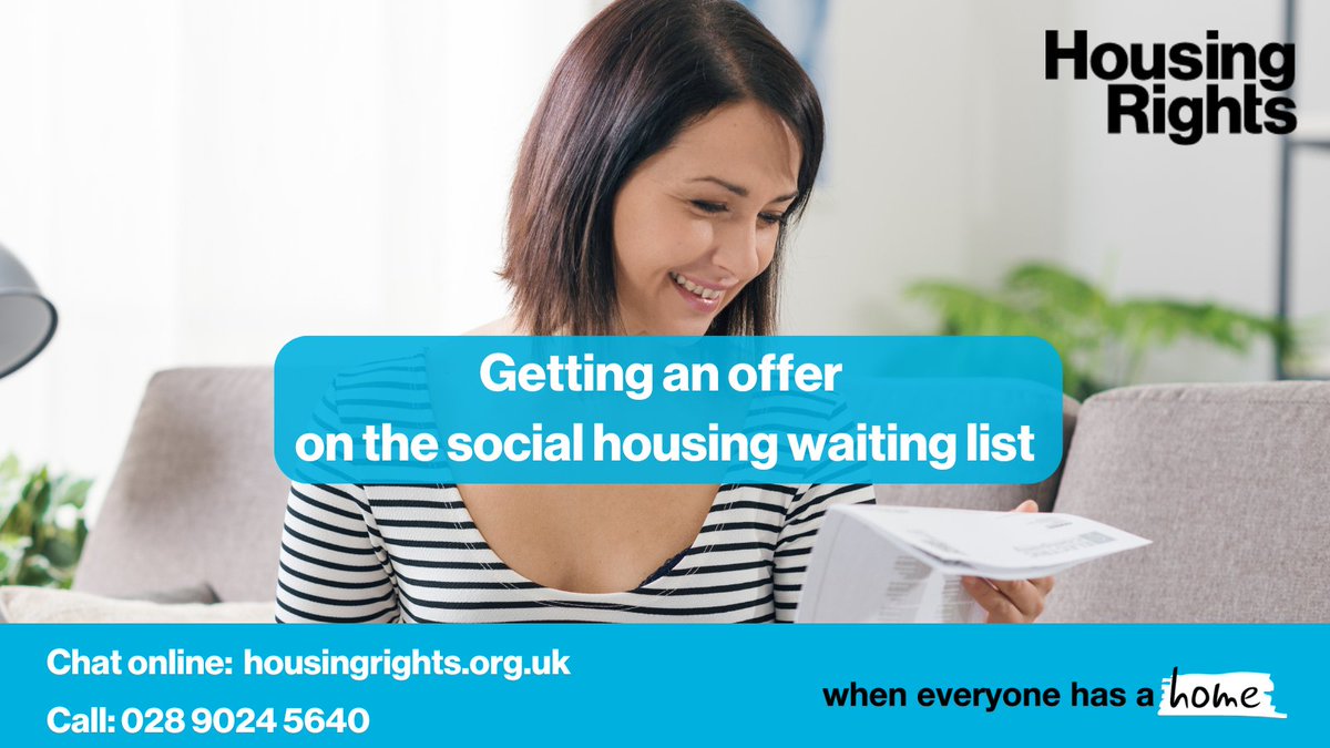 When it is your turn on the waiting list, you’ll get an offer for a permanent accommodation. You should make sure you understand how to review and consider an offer. Need advice? Call 02890245640 Chat online housingrights.org.uk Visit: housingrights.org.uk/housing-advice…