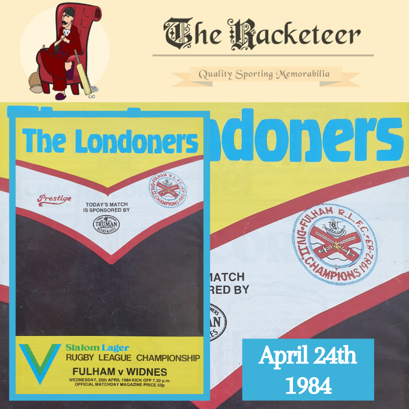 #OnThisDay in 1984, and #division2 champs #Fulham were taking on @WidnesRL in the #slalomlager #rugbyleague championship

#rugbyprogrammes @LondonBroncosRL @LondonBroncosSA @WidnesRLFC1875 

the-racketeer.co.uk/fulham-home-95…