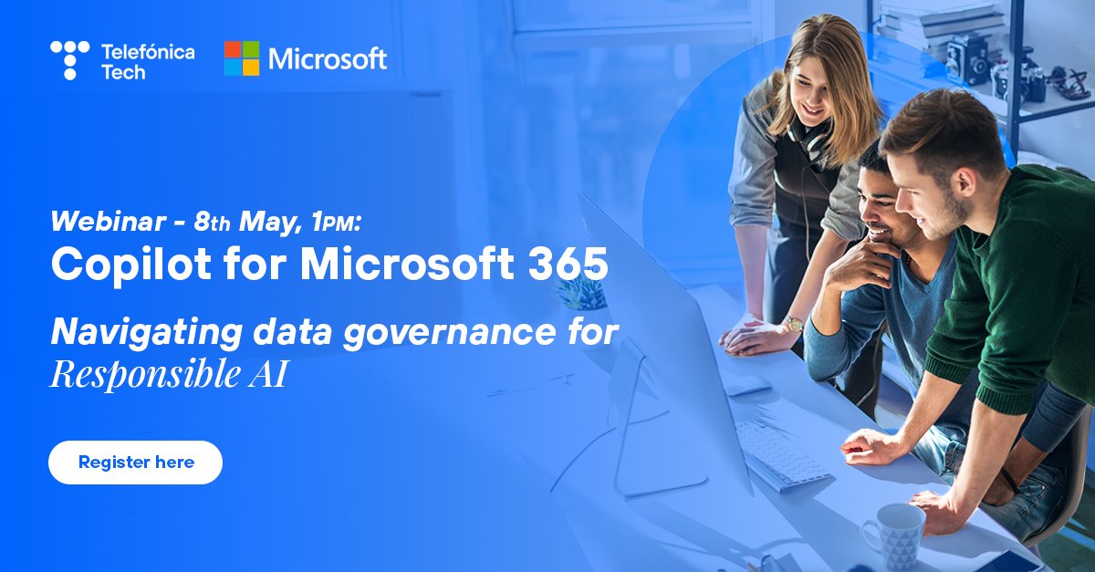 Unlock the future of work with Copilot for @Microsoft 365! Join our webinar on May 8th at 1pm for insights on seamless integration, productivity, and responsible AI governance. Hosted by Solution Architect, Hingy Lee. Register now: telefonicatech.uk/events/copilot… 

#Microsoft365 #Copilot