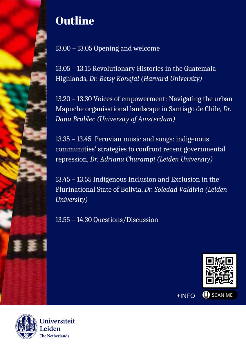 Join us on Thursday, May 2, at <a href="/LASLeiden/">Latin American Studies Leiden</a> <a href="/UniLeiden/">Universiteit Leiden</a> for an exciting event organised by Dr Soledad Valdivia!