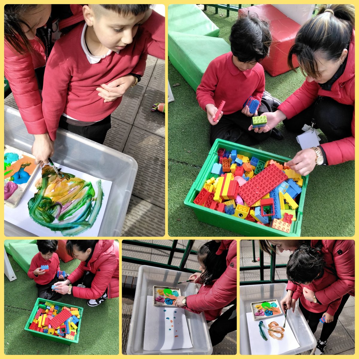 #shootingstars Super mark making and use of the construction in the outdoor area this morning. #finemotor #markmaking #outdoorprovision