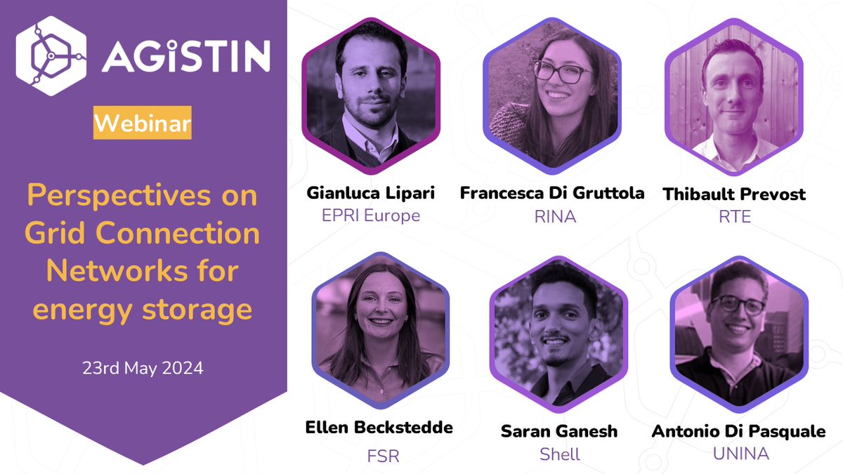 👌🏼We are thrilled with the lineup for our inaugural project webinar 'Perspectives On Grid Connection Networks For #EnergyStorage' on the 23rd of May!
🗣Featuring distinguished speakers from @EPRINews  @RINA1861 @rte_france #FSR @Shell #UniNa 
REGISTER: agistin.eu/webinar-perspe…