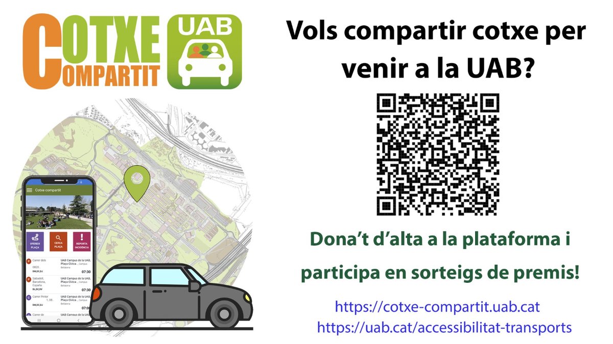 Coneixeu la plataforma ‘Cotxe-Compartit UAB’?  👉 uab.cat/web/mitjans-de… #UAB #SaludableiSostenibleUAB @OCiCUAB