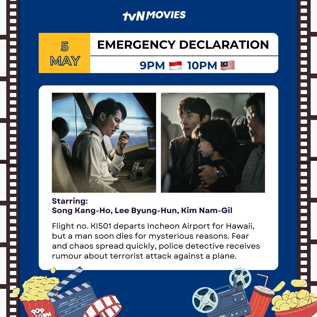 🎬 Weekly Must-Watch 🤩 9PM 🇮🇩 10PM 🇲🇾 29 April #LongLiveTheKing #KimRaeWon #WonJinA #JinSunKyu 4 May #LoveReset #KangHaNeul #JungSoMin 5 May #EmergencyDeclaration #SongKangHo #LeeByungHun #JeonDoYeon #tvNMovies #HomeOfKoreanBlockbusters #롱리브더킹목포영웅 #30일 #비상선언