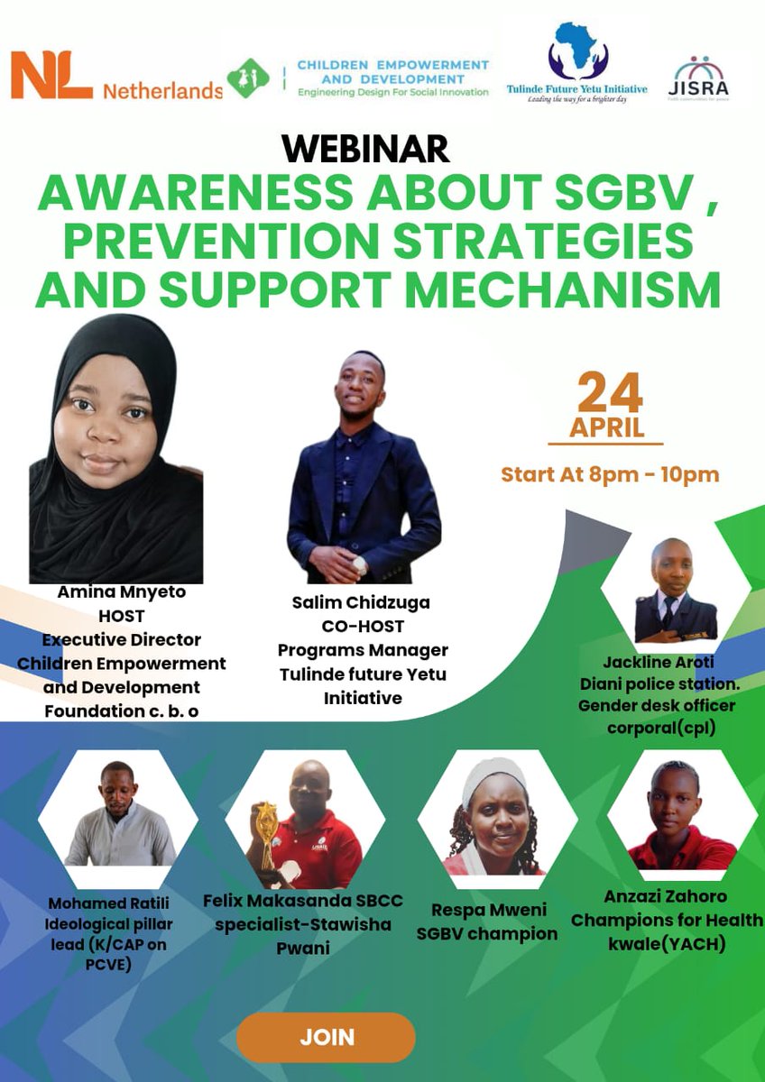 SheWolf (@mgeninass) on Twitter photo WEBINAR ON SGBV
Taking place tonight at 8 p.m.
The community should be at the center stage in advocating for a society free from any form of violence. #USINYAMALE
Video Link: meet.google.com/ddu-jabk-quy
<a href="/KECOSCE/">KECOSCE</a> <a href="/Mwarpkenya/">Muslim Women Advancement of Rights and Protection</a> <a href="/UNDP4Youth/">UNDP Youth</a> <a href="/UNFPAKen/">UNFPA Kenya</a> <a href="/AminaHa67966407/">Amina Hassan</a> <a href="/jisrake/">JISRAKE</a> WEBINAR ON SGBV
Taking place tonight at 8 p.m.
The community should be at the center stage in advocating for a society free from any form of violence. #USINYAMALE
Video Link: meet.google.com/ddu-jabk-quy
<a href="/KECOSCE/">KECOSCE</a> <a href="/Mwarpkenya/">Muslim Women Advancement of Rights and Protection</a> <a href="/UNDP4Youth/">UNDP Youth</a> <a href="/UNFPAKen/">UNFPA Kenya</a> <a href="/AminaHa67966407/">Amina Hassan</a> <a href="/jisrake/">JISRAKE</a>