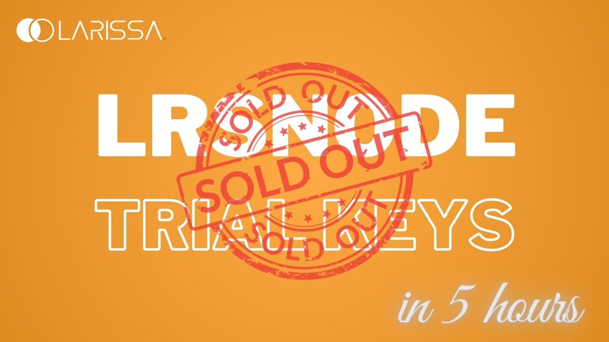 larissanetwork's tweet photo. π Exciting news!
The first batch of 100 Trial Keys for LRSNode sold out in just 5 hours!
π Thank you to everyone who participated. Stay tuned for updates on the next batch!
#LRSNode #LarissaNetwork #Crypto ππ https://t.co/Z7RhBQjFRE