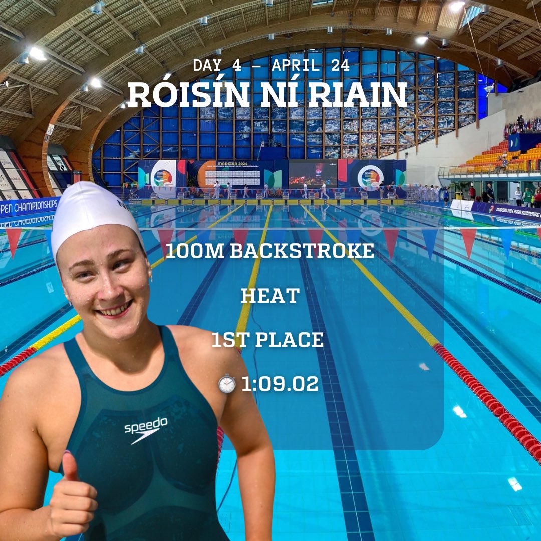 Straight through to final number 3 for Ní Riain! #TheNextLevel | #Madeira2024 | #ParaSwimming