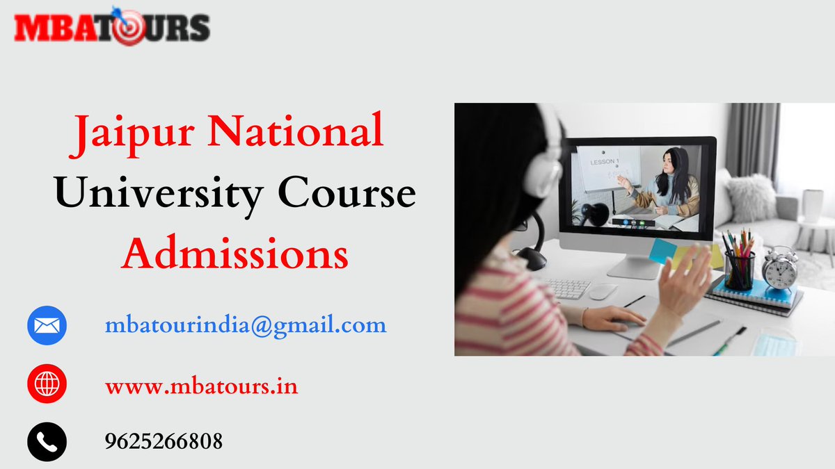 mbatours.in/jaipur-nationa…
Jaipur National University Course Admissions
For more details:-
mbatours.in/jaipur-nationa…

Contact No.  9625266808
Mail mbatourindia@gmail.com
#JaipurNationalUniversity #distanceeducation #distancelearning #courses #AdmissionsOpen