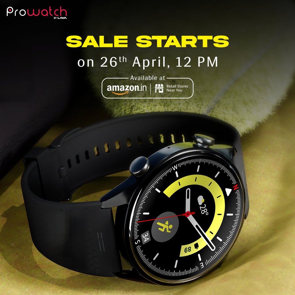 Prowatch is all set to be yours on 26th April, 12 pm onwards! Save the date and get ready to go pro! Register now: bit.ly/3QdQsBo Special Launch Offer: Starting ₹1,999 ✅Corning® Gorilla® Glass 3 ✅3.63cm (1.43”) 2.5D Curved AMOLED Always on Display ✅High Accuracy