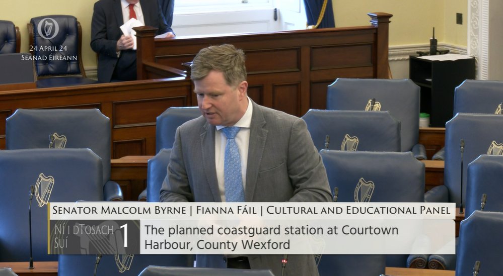 #Seanad Commencement Matter 1: Senator Malcolm Byrne @malcolmbyrne – To the Minister of State: To provide an update on the development of the planned coastguard station at Courtown Harbour, Co. Wexford. bit.ly/2WW5Fwa #SeeForYourself