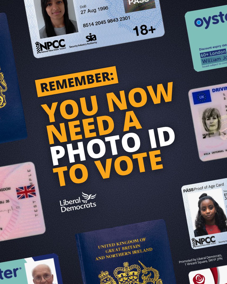 Remember you now need a valid photo ID to vote in person. 🪪📷 Don’t lose your voice in May’s vital elections.