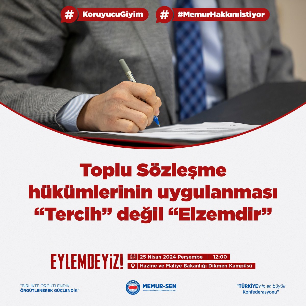 Anayasal güvence ile teminat altında olan Toplu Sözleşme hükümlerini uygulamak bürokratik mekanizmanın bir tercihi değil, yükümlülüğüdür. Koruyucu giyim yardımı keyfiyete bırakılamaz. #KoruyucuGiyim #MemurHakkınıİstiyor