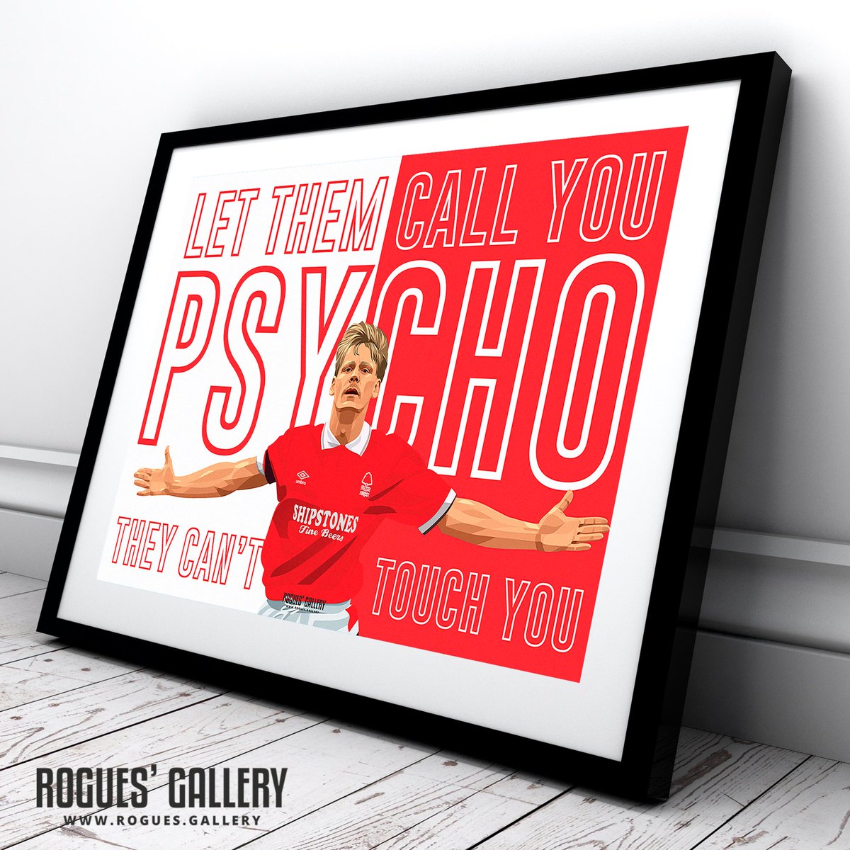 Released on his 62nd birthday - Nottingham Forest Great & England captain Stuart Pearce aka Psycho. 🔴⚪️🫡 Available now in all sizes from rogues.gallery #nffc #psycho