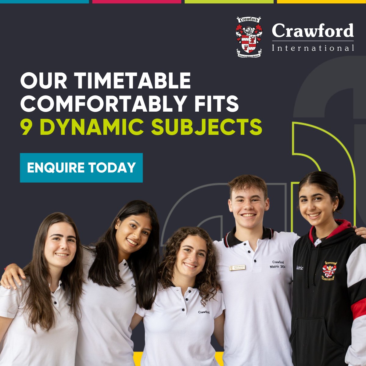 Crawford International offers 20+ dynamic subjects and our timetable comfortably accommodates 9 subject choices.

#CrawfordInternational #VoiceandChoice