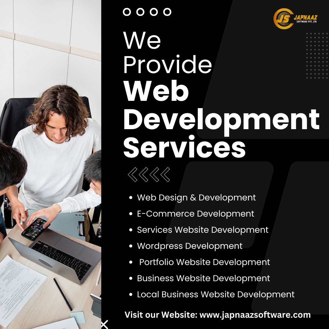 At Japnaaz Software,  From e-commerce to local business sites, our bespoke web development services are tailored to elevate your online presence. #WebDev #CustomSolutions #WebDevelopmentServices #EcommerceDevelopment #WordPressDevelopment #WebsiteDesign #PortfolioWebsites