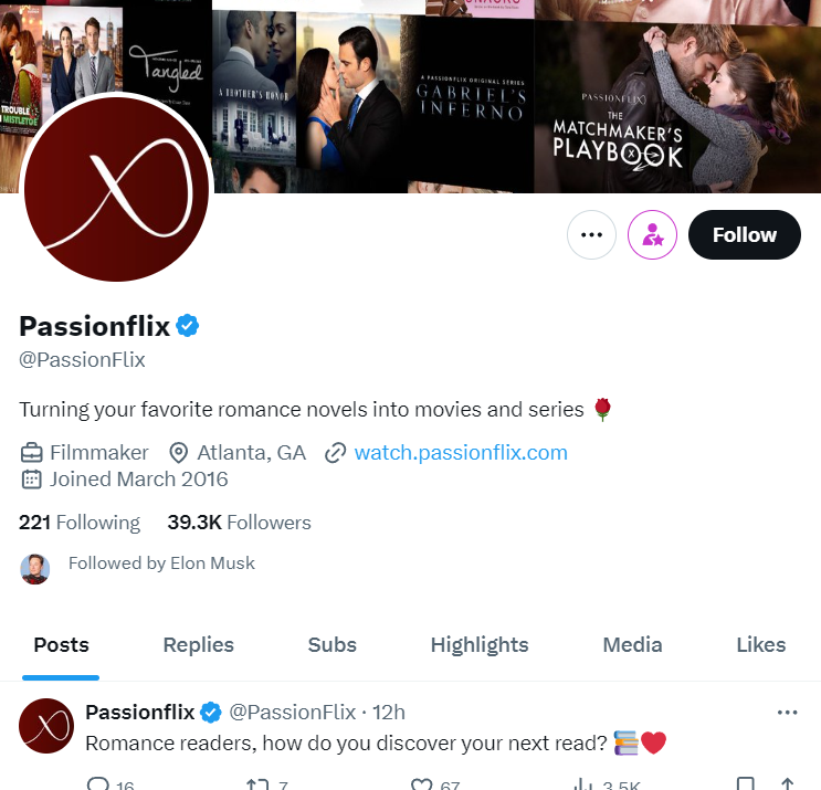 🆕 @elonmusk has started following @PassionFlix