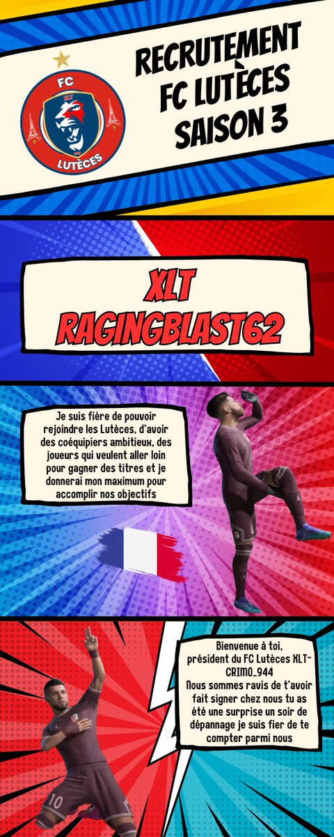 🚨WELCOME TO Lutèces🚨
@ragingblaste62 💙❤️
Nous sommes très fiers de t'avoir fait signer S3 au FC Lutèces tu est une belle surprise lors de ton passage- Merci pour ta confiance 😍
@EASPORTS
@ClubProFC
@ClubPro_FR
@Tite__Manon
@xLTCrimo944 
@moovishida59
@AlilouDzz
@CLuteces