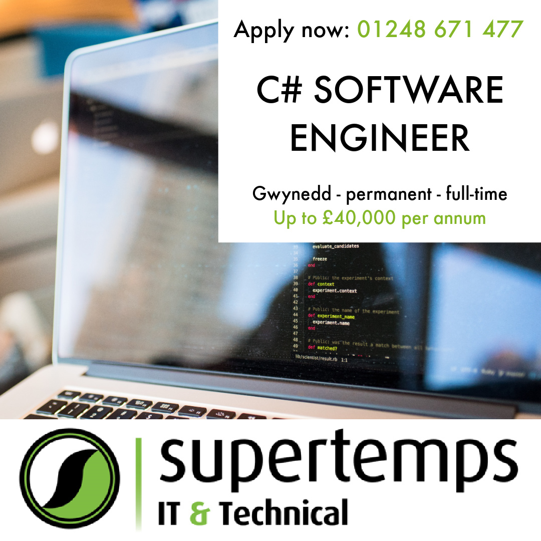 A new and exciting opportunity for an experienced C# Software Engineer to join a well-established team working for an innovative company.

▶️ bit.ly/3VtlMja  
📞 01248 671 477
📧 bangor@supertemps.co.uk

#NorthWalesJobs #Hiring #AngleseyJobs #ITJobs #TechnicalJobs