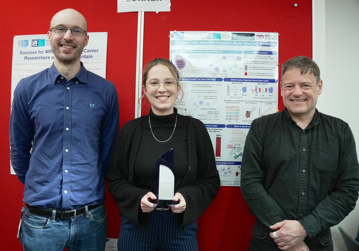 We were delighted to welcome members of the @ThePhySoc to the @MRC_WIMM yesterday to celebrate @grace_meaker's fantastic achievement of winning their sponsored award at @STEM4Brit Congratulations to Grace once again! 🏆