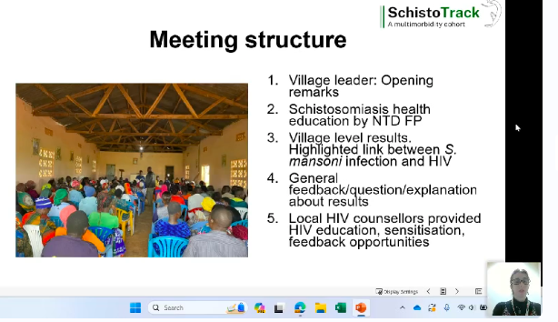 elimin8schisto's tweet photo. Dr Lauren Wilburn, Big Data Institute @Oxford_NDPH shares their work on designing effective community feedback loops to improve study designs through the case of @SchistoTrack 
#ISNTDFestival #BeatNTDs https://t.co/QguYTeQoJf