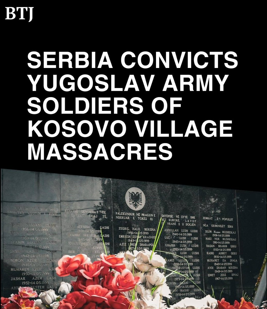 BIRN_BTJ's tweet photo. A Serbian court sentenced seven former Yugoslav Army soldiers to a total of 56 years in prison for committing war crimes during attacks on Kosovo villages in 1999 that left 118 ethnic Albanians dead.

Read more 👉 https://t.co/YIXxvuQ5Au https://t.co/zUp06lfjVo