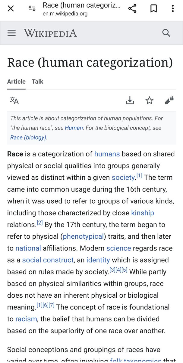 PowerON_SA's tweet image. Just a reminder why #RacismIsStupid and makes you look stupid - it's exactly like saying the #EasterBunny is better than #SantaClaus.
en.m.wikipedia.org/wiki/Race_(hum…
Race is only a social construct &amp;amp; has no basis in reality. This does not mean racism can't exist, only that it is stupid.