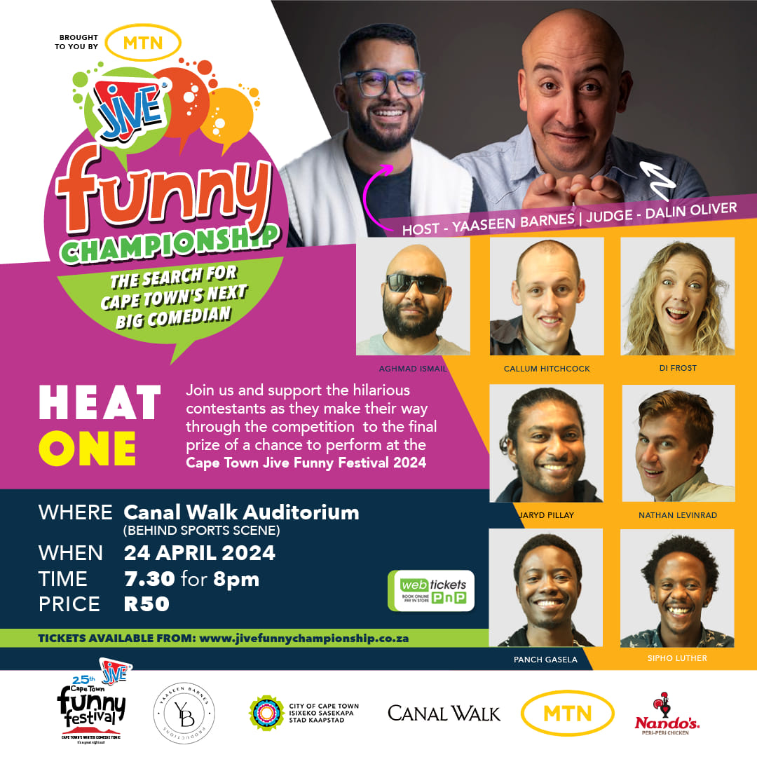 Jive is searching for the Funny in SA. Join host @Ya_a_seen_Him & judge @DalinOliver tonight at CW from 19h30 onwards and 'Show them the Funny'. Winners to perform at the Cape Town Jive Funny Festival 2024.