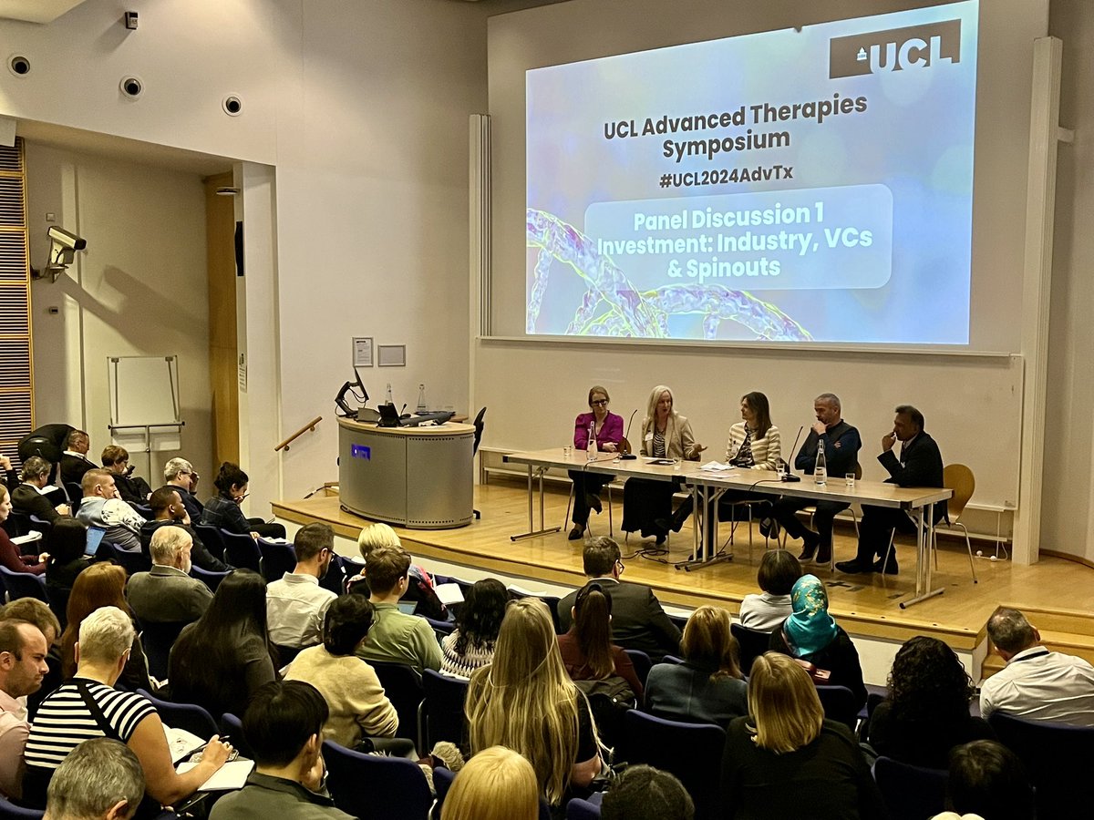 Thought-provoking discussions during the panel session on industry and VC investments at the UCL Advanced Therapies Symposium #UCL2024AdvTx! Chaired by Dr. Anne Lane, CEO of @UCL_Business.

#ATMP #CellandGene