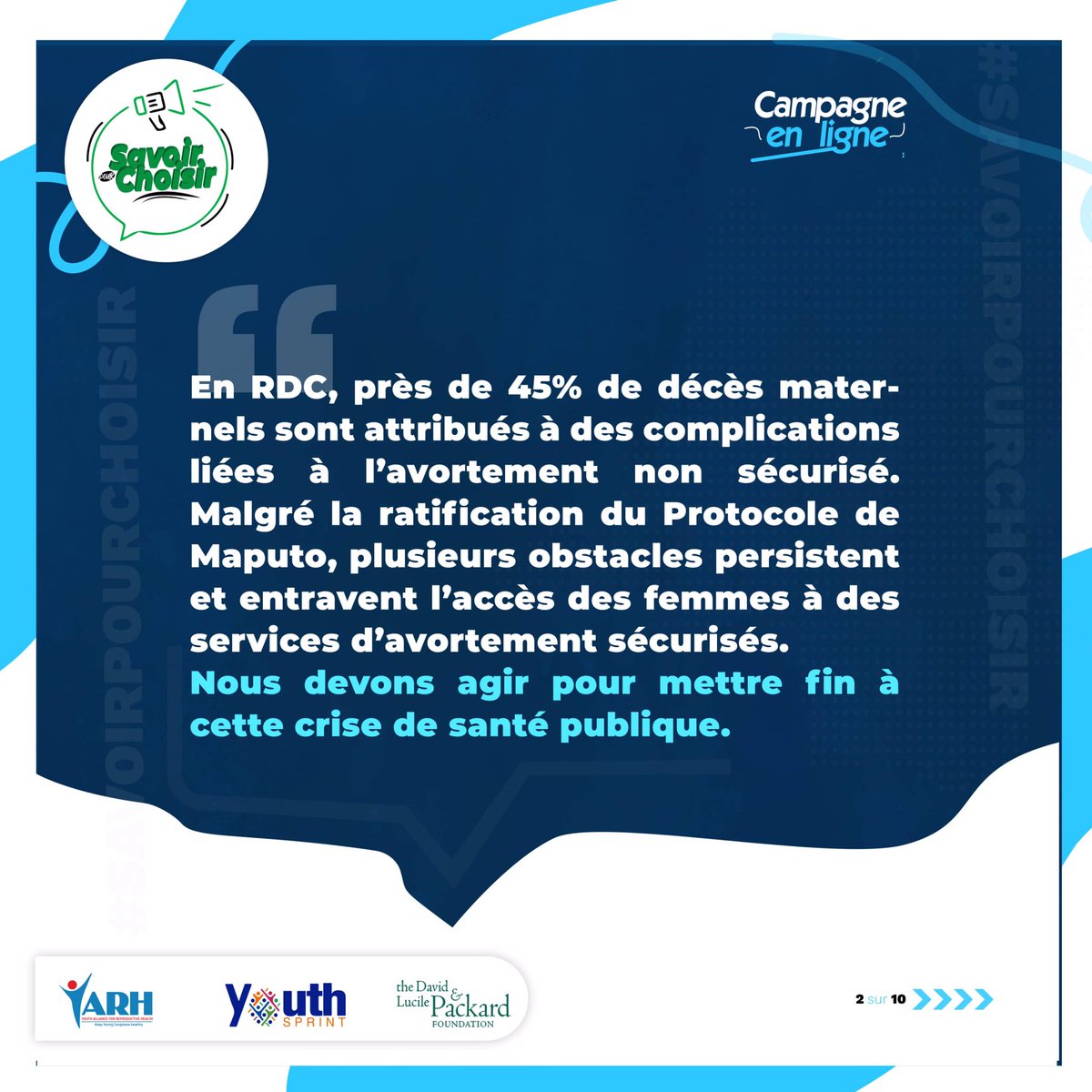 #CampagneSavoirPourChoisir : Agir pour mettre fin à cette crise de santé publique en #RDC c’est en d’autre terme harmoniser les lois pour que la femme et la jeune accèdent aux #SCACF sans stigma ni discrimination. #AvortementSécurisé #DroitsReproductif @yarhdrc @IpasRDC