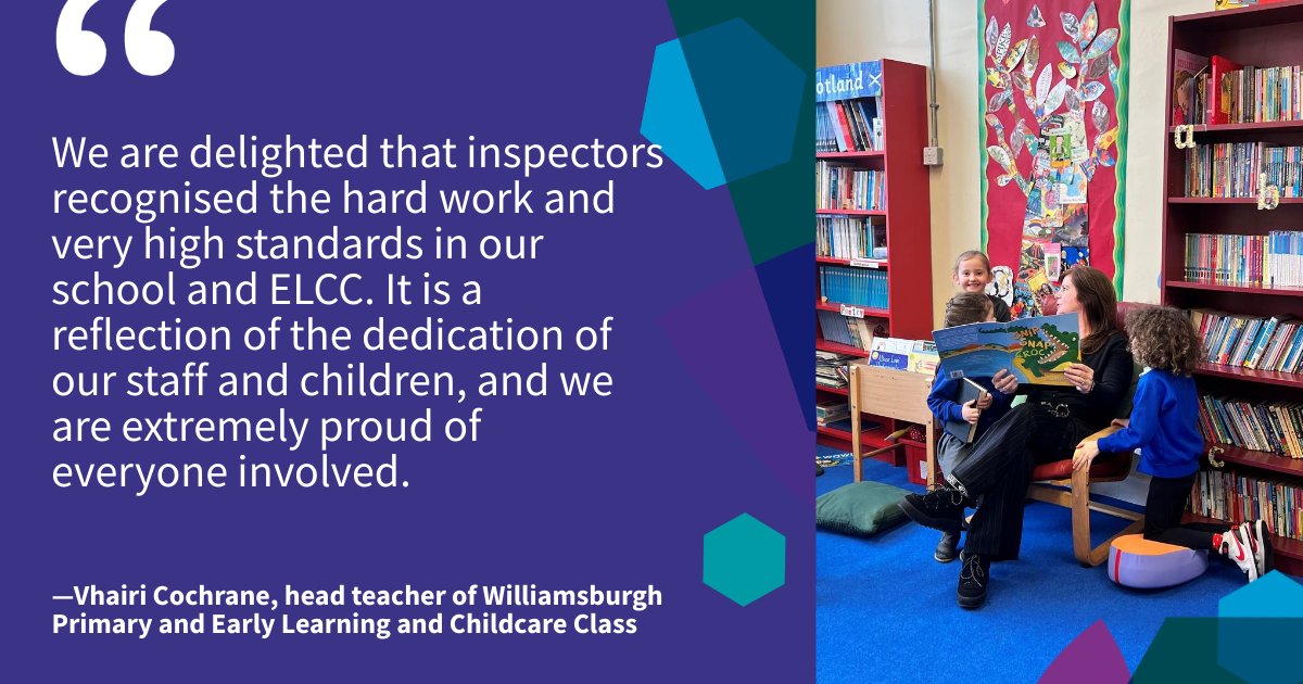 Williamsburgh Primary have been praised with a positive inspection from @EducationScot Head teacher Vhairi Cochrane said the inspection findings highlight the collaborative efforts of the entire school community and the team are thrilled by the outcome. @WBurghPrimary