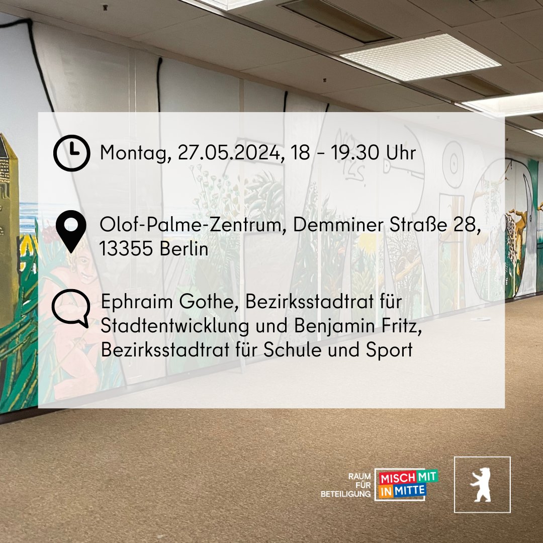 Ihr interessiert euch für den aktuellen Planungsstand des ehemaligen Diesterweg-Gymnasiums? Bei der Infoveranstaltung am 27. Mai mit @BenjaminFritz19 und Bezirksstadtrat Ephraim Gothe gibt es Raum für all eure Fragen. Kommt vorbei! Mehr Infos gibt's hier➡️ t1p.de/4rp5w