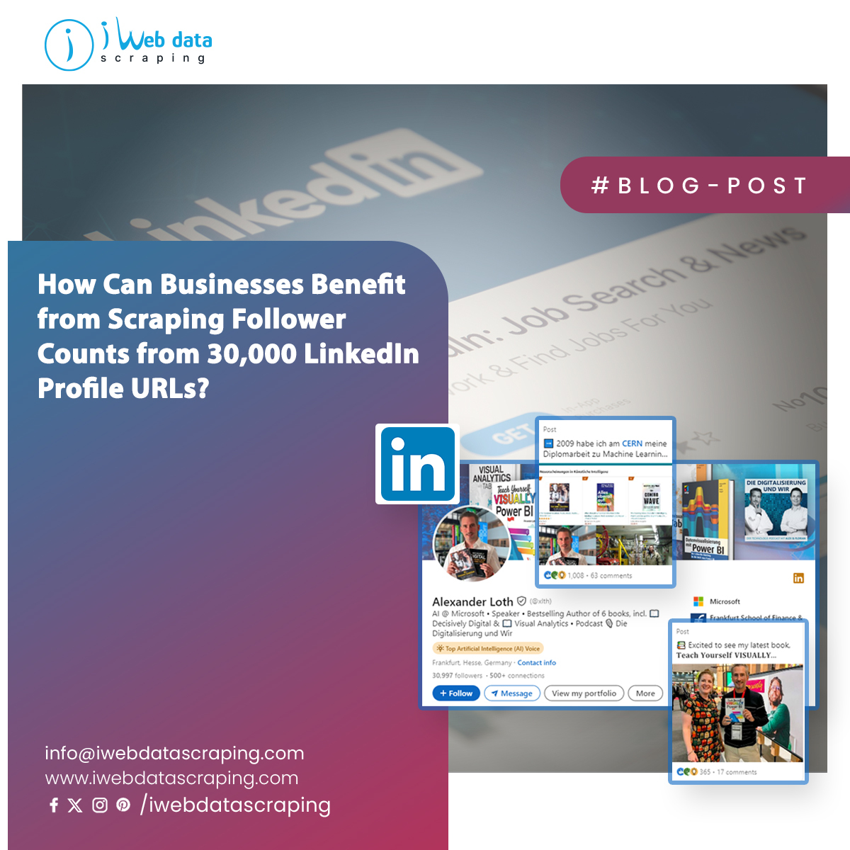 iwebdatascrape's tweet image. #Scraping30000LinkedInprofileURLs for follower counts unlocks insights into influence, engagement, and strategic opportunities.

Know More:
iwebdatascraping.com/scraping-follo…

#scrapingLinkedInfollowercountsfrom30000profileURLs
#Scrapesocialmediadata
 #LinkedIndatascrapingservices
#india